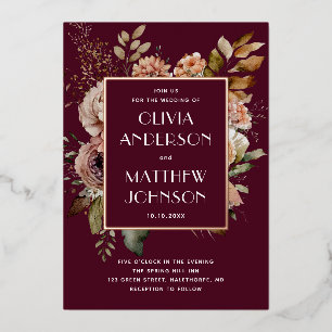 Dark Wine Floral Wedding Romantic Fall Gold