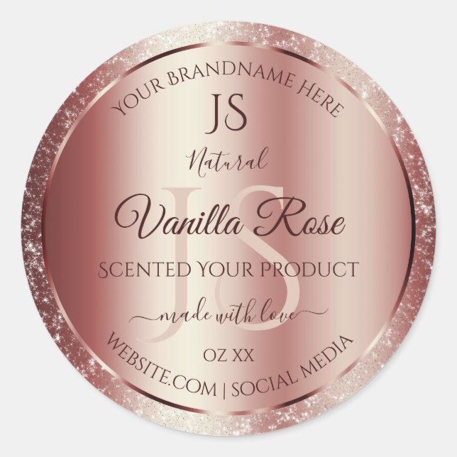 Dark Wine Red Soft Glitter Product Labels Monogram (Front)