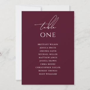 Dark Wine Wedding Seating Chart Rich Burgundy Invitation