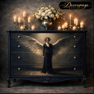 Dark Winged Angel Dramatic Fine Art Decoupage Tissue Paper