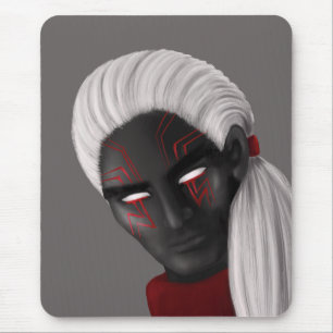 Dark Wizard Character White Eyes And Tattoos Mouse Pad