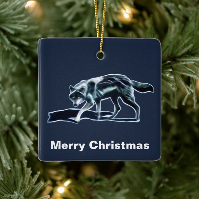 Dark Wolf Ceramic Ornament (Tree)