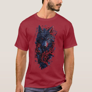 Dark Wolf & Crimson Rose T-Shirt – Blood Red Editi