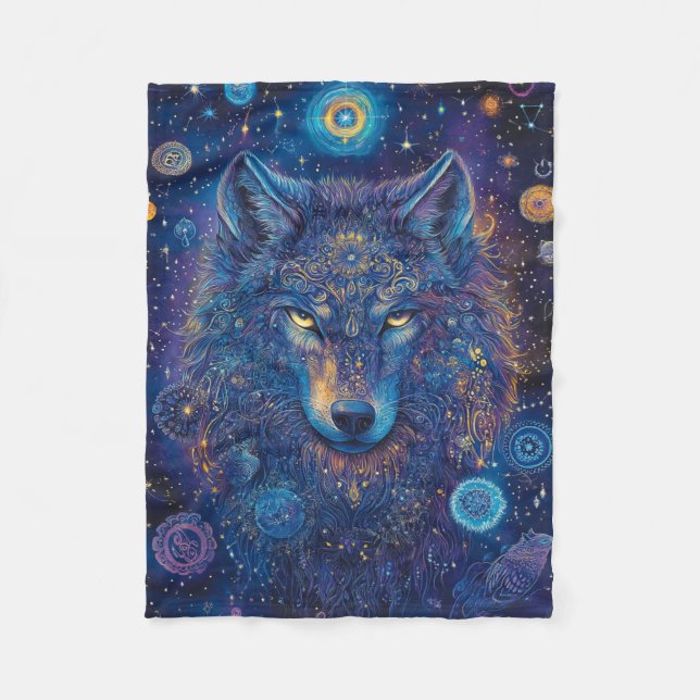 Dark Wolf Mandala Fleece Blanket (Front)