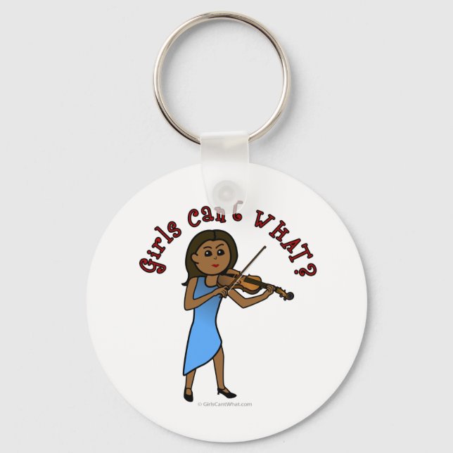 Dark Woman Playing Violin Key Ring (Front)