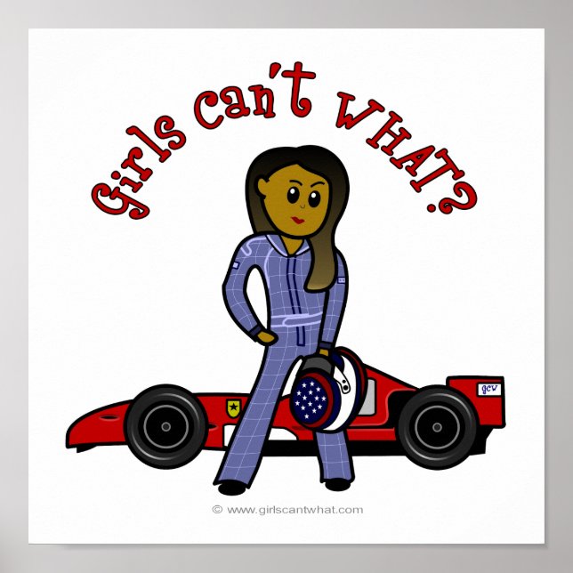 Dark Woman Race Car Driver Poster (Front)