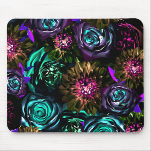 Dark Wonderland Bold Glamour Floral Flowers Mouse Pad