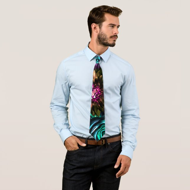 Dark Wonderland Bold Glamour Floral Flowers Neck T Tie (In Situ)