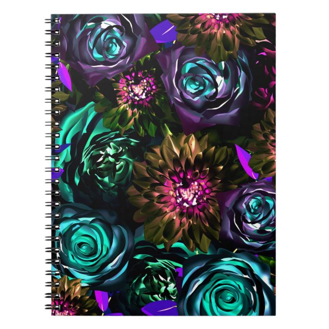 Dark Wonderland Bold Glamour Floral Flowers Notebook (Front)