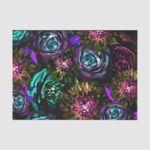 Dark Wonderland Bold Glamour Floral Flowers Party Tissue Paper