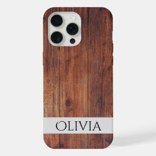 dark wood and modern personalised iPhone 15 pro max case