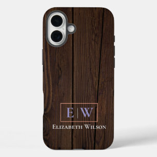 dark wood and modern personalized  iPhone 16 plus case