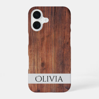 dark wood and modern personalized iPhone 16 case