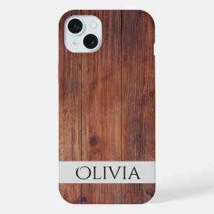 dark wood and modern personalized  iPhone 15 plus case
