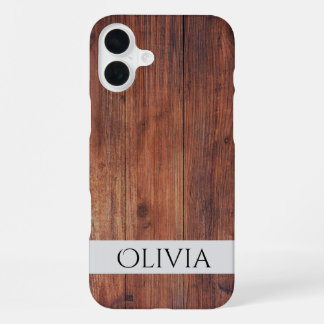 dark wood and modern personalized iPhone 16 plus case