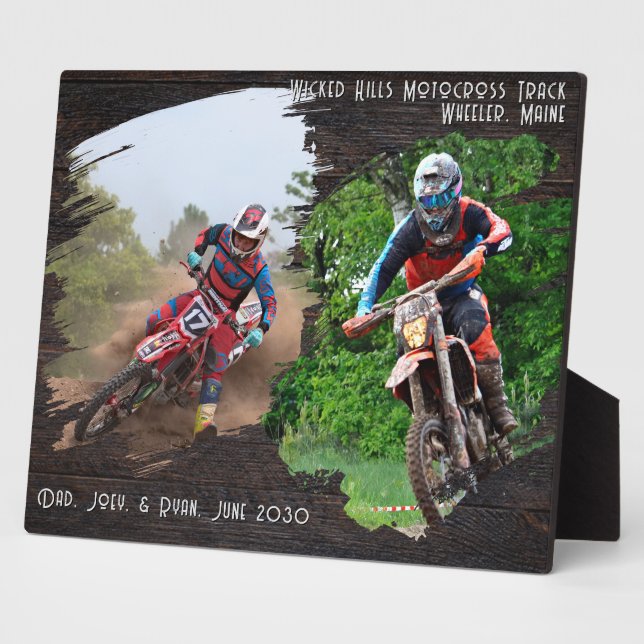 Dark Wood Brushstroke Photo Templates Plaque (Side)