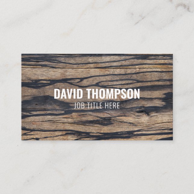 Dark Wood Carpenter Professional Builder Woodwork Business Card (Front)