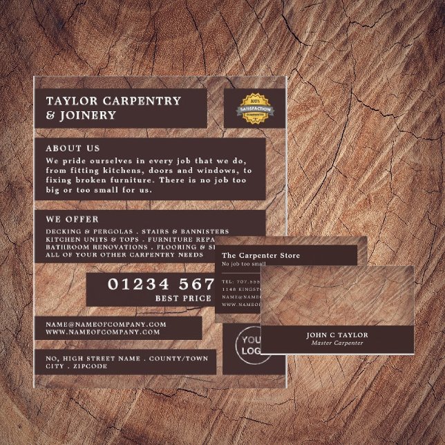Dark Wood, Carpentry, Carpenter Advertising Flyer (Creator Uploaded)