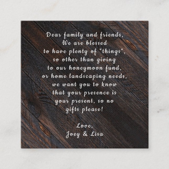 Dark Wood Custom Wishing Well Cards in Bulk (Front)