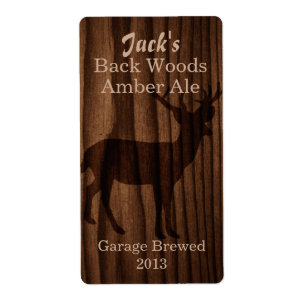 Dark Wood & Deer Silhouette Home Brew Beer Label