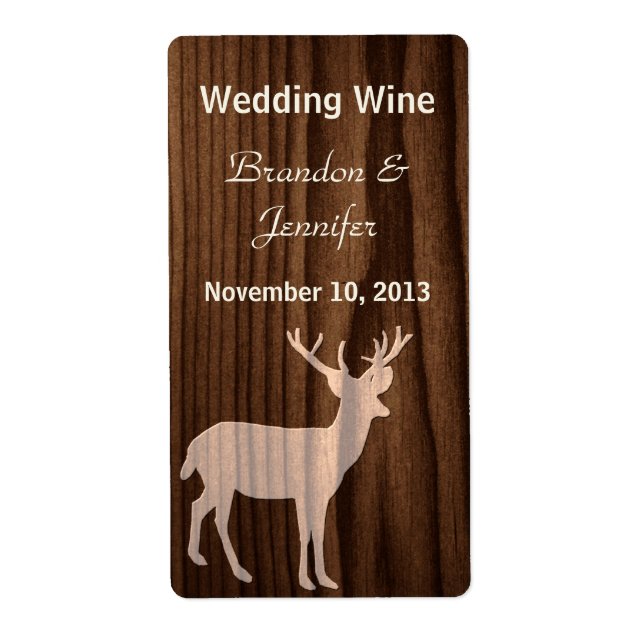 Dark Wood Deer Wild Life Mini Wine Labels (Front)