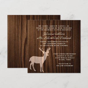 Dark Wood Deer Wild Life Wedding Invitation