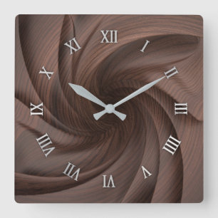 Dark wood design wall clock