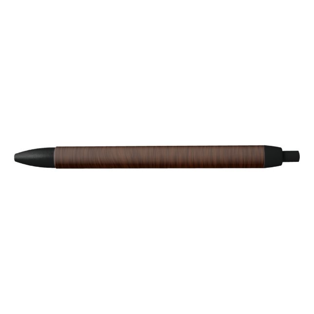 Dark Wood Grain Look Background Black Ink Pen (Front)