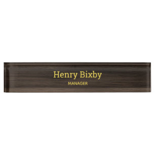 Dark Wood Grain Nameplate