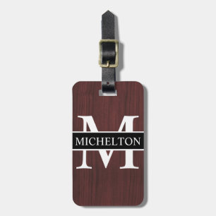 Dark Wood Grain Personalised Luggage Tag