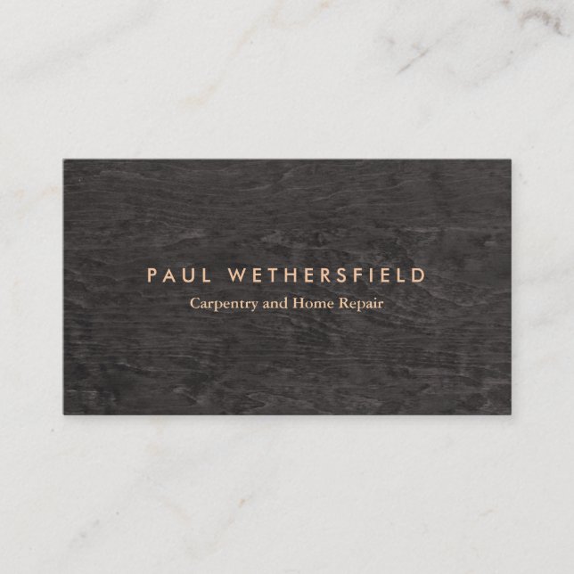 Dark Wood Grain Rustic Carpenter Carpentry Business Card (Front)