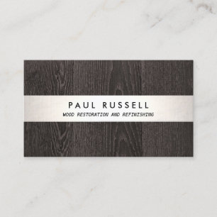 Dark Wood Grain Rustic Carpentry and Flooring Business Card