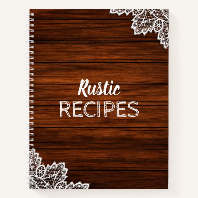 Dark Wood &  Lace Rustic Recipe Book (Front)