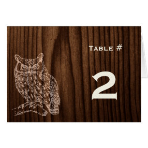 Dark Wood Owl Wedding Reception Table Number