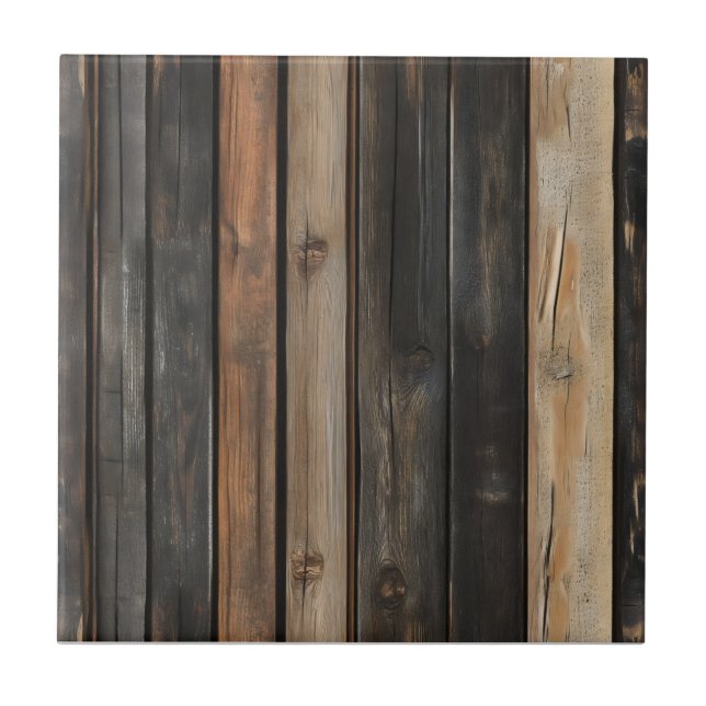 Dark Wood Pattern Ceramic Tile (Front)