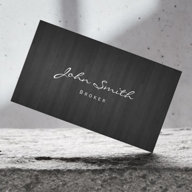 Dark Wood Real Estate Broker Business Card (Creator Uploaded)