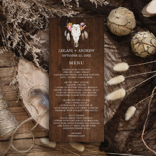 Dark Wood Rustic Antler Wedding Menu