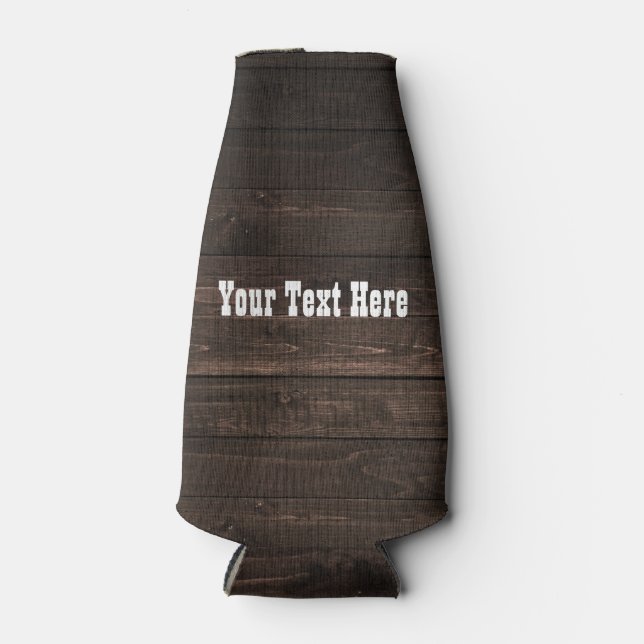 Dark Wood Rustic Country Western Look Bottle Cooler (Front)
