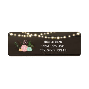 Dark Wood & Rustic Floral & Lights Address Labels