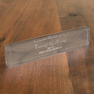 Dark Wood Script Personalised Executive Plaque Nameplate