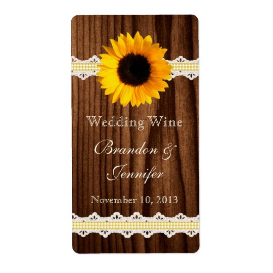 Dark Wood & Sunflower Mini Wine Labels