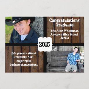 Dark Wood Two Photo 2015 Graduation Announcement