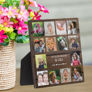 Dark Wood We Love You Gigi 14 Photo Collage     Plaque