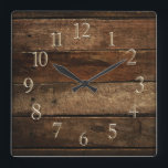 Dark Wooden Planks Square Wall Clock<br><div class="desc">Dark Wooden Planks</div>