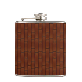Dark Wooden Texture Hip Flask