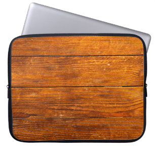 Dark wooden texture. Wood brown texture. Backgroun Laptop Sleeve