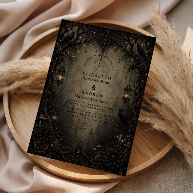 Dark Woodland Goth Forest Wedding Invitation (Creator Uploaded)