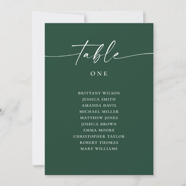 Dark Woodland Green Wedding Modern Seating Chart Invitation (Front)