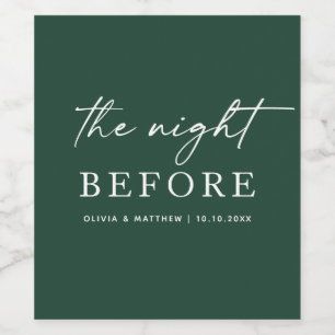 Dark Woodland Green Wedding The Night Before Wine Label