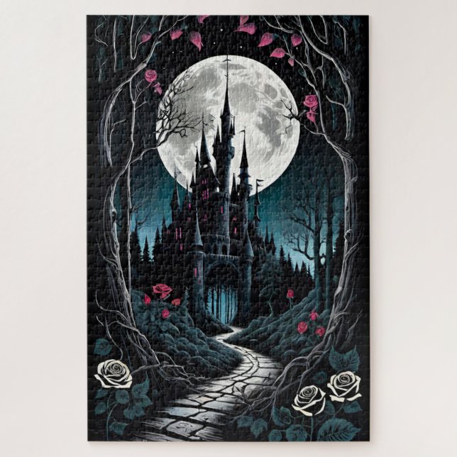 Dark Woods Castle Fantasy Jigsaw Puzzle (Vertical)